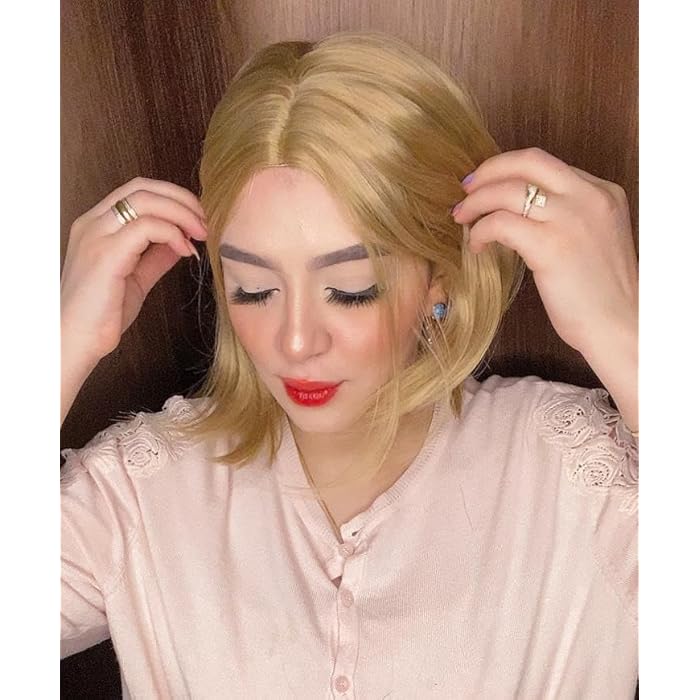 DILLARDS Premium Blonde Bob Wig, Shoulder Length Synthetic Hair, Natural Looking Layered Cut, Heat Resistant Fiber, Cosplay Party Costume - Image 2